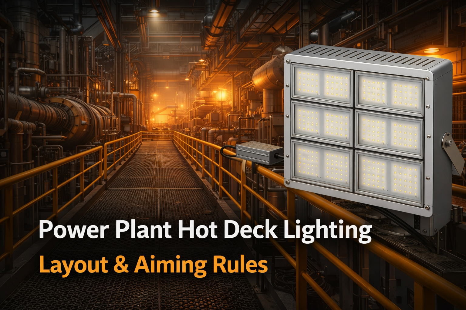 Power plant hot deck lighting layout tips and aiming rules for high temperature LED